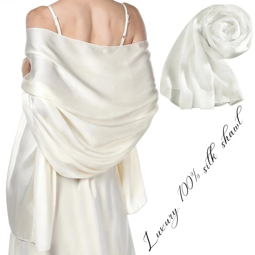 Luxury silk scarf white 100%